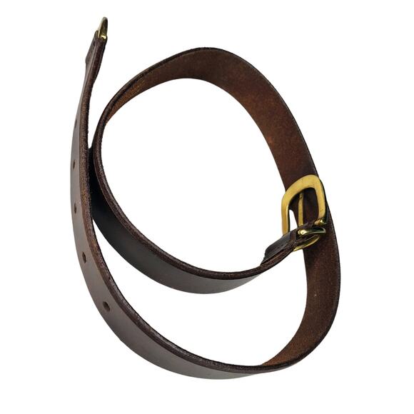 1980s Gloria Vanderbilt Brown Leather Belt Brass Hardware Tip Gently Used Medium main image 8